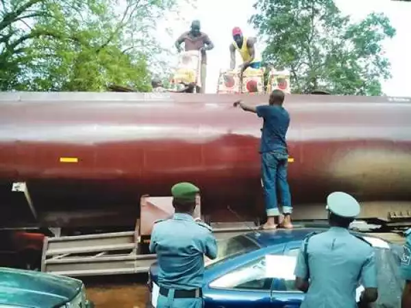Shocking! See What Customs Officers Discovered Inside an Intercepted Petrol Tanker in Ogun (Photo)